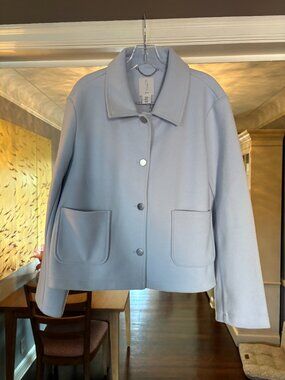 NWT Women's Joie Oversized Cropped Teddy Jacket in Baby Blue. Size XL